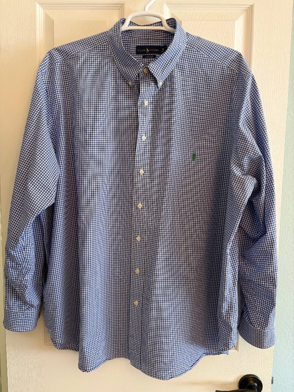 Men’s Ralph Lauren Big & Tall blue check button down oxford shirt 3XB